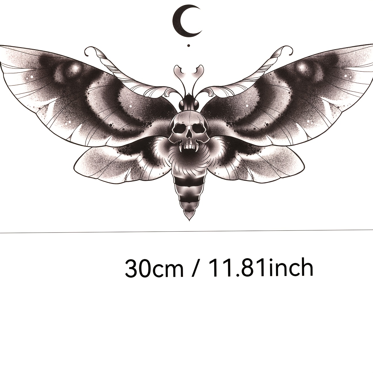 Image of Halloween Decorative Tattoos Featuring Moths, Dark-themed Waterproof Stickers For Men And Women, Large-sized Chest Tattoos