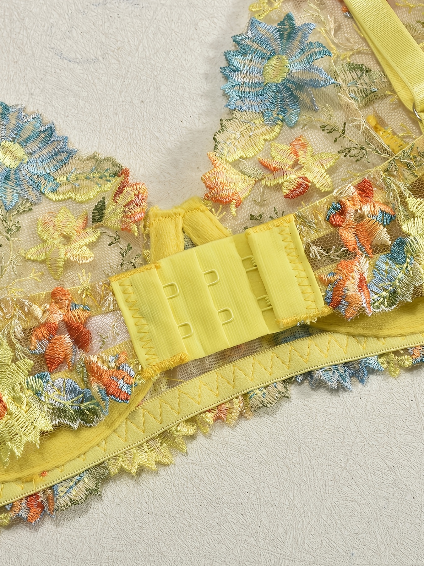 sheer yellow set garter belt thong