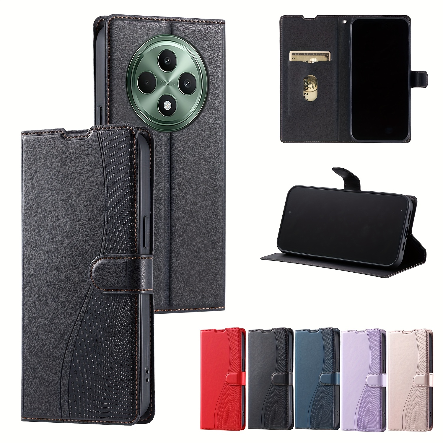 

Stylish Leather Cover For Oppo Reno 12f, Design, Business Use, Featuring An Embossed And A With A Card Slot.