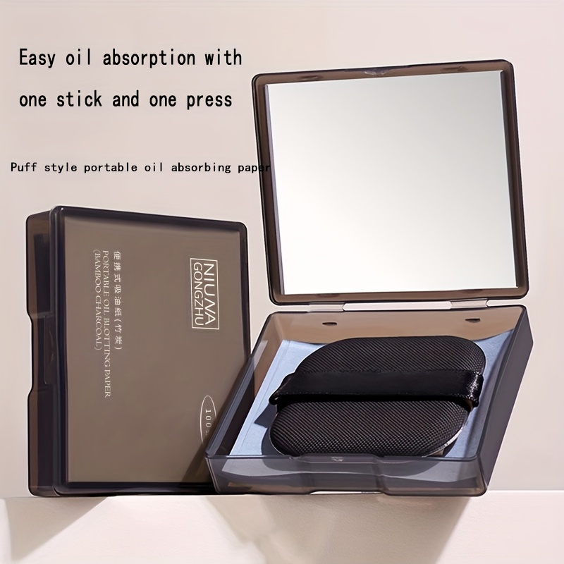 

100pcs Portable Oil Absorbing Sheets For - Includes Mirror & Puff, Compact Facial & Pore Minimizing Tool, Ideal For Types, Travel-friendly, Sheets|compact Mirror Included| Packaging