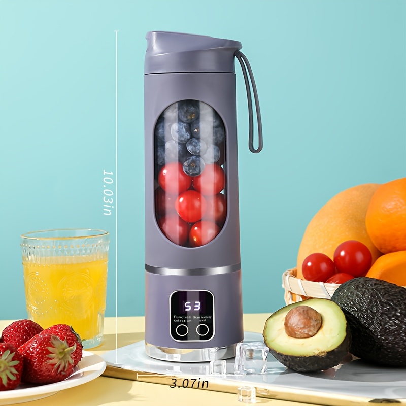 TEMU Blender portable USB rechargeable avec écran LED - 450 ml, idéal pour les smoothies et frais, compacte pour une nutrition en déplacement