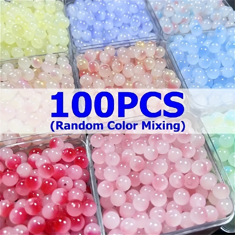 

100pcs 8mm Multicolor Glass Round Beads For Jewelry Making, Diy Elegant Fashion Bracelets, Necklaces, Phone Charms, Beading Crafts - No Electricity Required