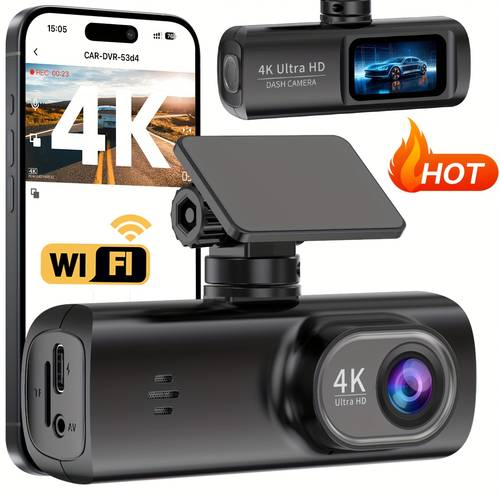 4k front dash cam ultra hd car camera 1 47 ips screen mini car camera with app control built in wi sensor 170 wide angle 24h parking mode wdr loop recording support 256gb card max sd card not included