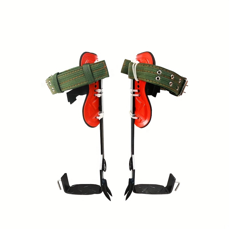 stainless steel tree climbing spikes uncharged anti slip tree climber tool set with thickened steel plates and double row buckle ankle straps climbing artifact for upright tree ascension pair details 5