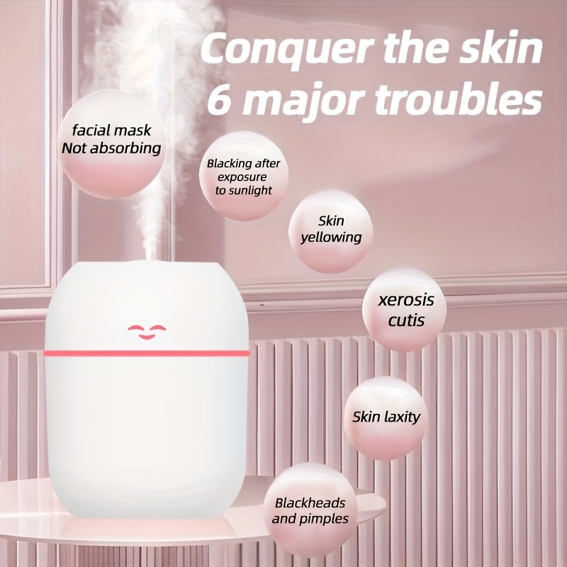AromaCare USB Facial Steamer Humidifier with Ultrasonic Mist, Intelligent Power-Off, Strong Atomization, Delicate Spray for Dry & Oily Skin, Bedroom, Living Room, Desk, Car - Valentine'S Day, Mother'S Day Gift