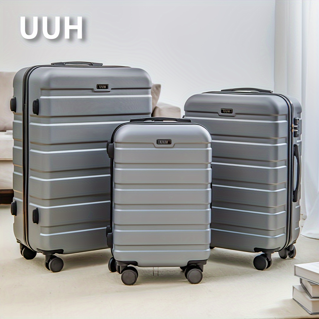 

Uuh-3-piece Luggage Set-telescoping Handle, Spinner Wheels, -durable Abs Shell-combination Locks, Smooth-rolling Trolley Wheels-20/24/28 Inches Perfect For All Trip