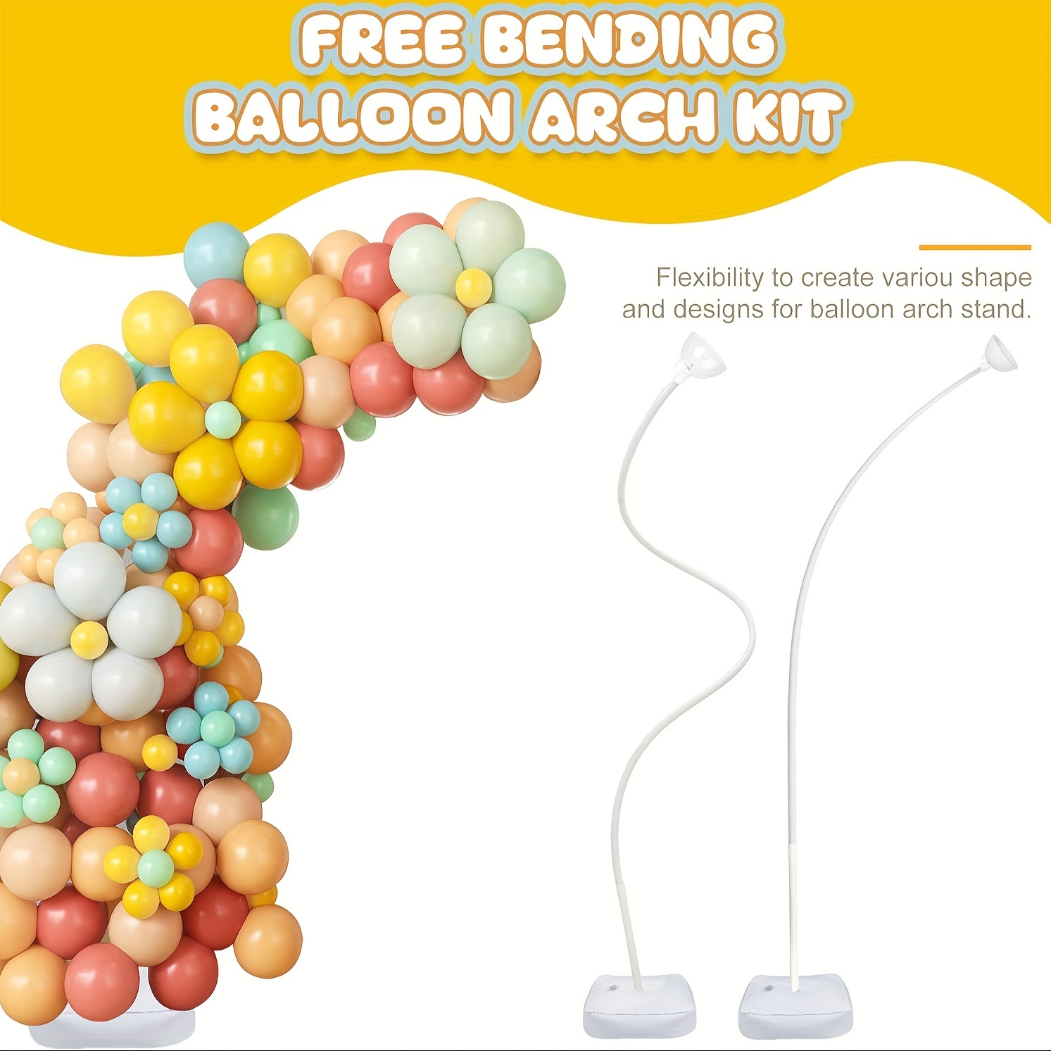 

9.35ft & 6ft Balloon Arch Kit Free Bending Shape Deformation Balloon Column Stand Half Arch Balloon Stand With Base Balloon Arch Frame For Wedding Baby Shower Birthday Decoration