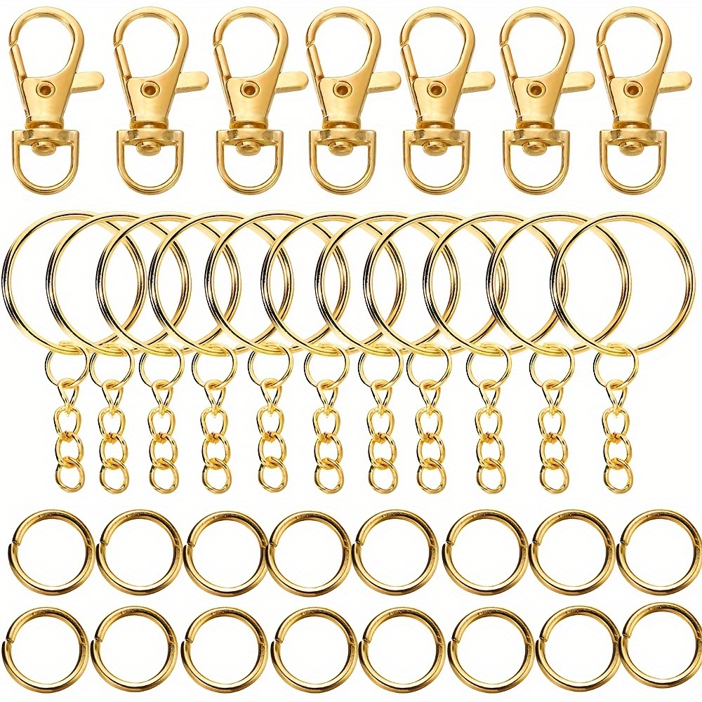 Image of 70pcs/set Swivel Snap Hook And Key Rings With Chain Jump Rings Connectors For Diy Keychain Lanyard Jewelry Making Supplies