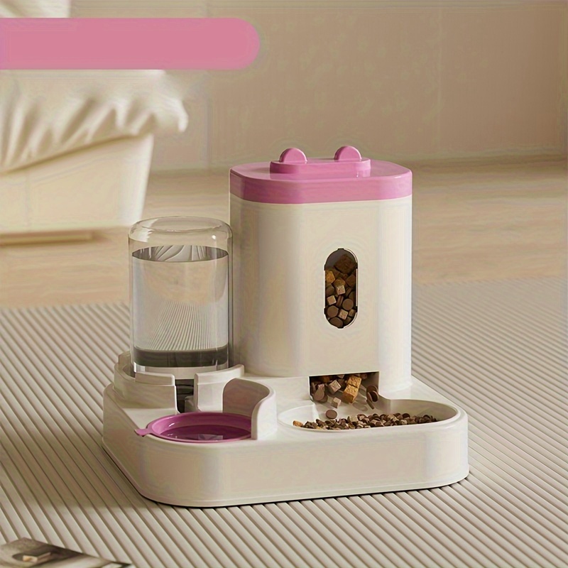 TEMU Automatic Cat Feeder And Dispenser Set, And Waterer With Large , Non-electric, Non-battery Operated, Durable Plastic Pet Feeding Supplies