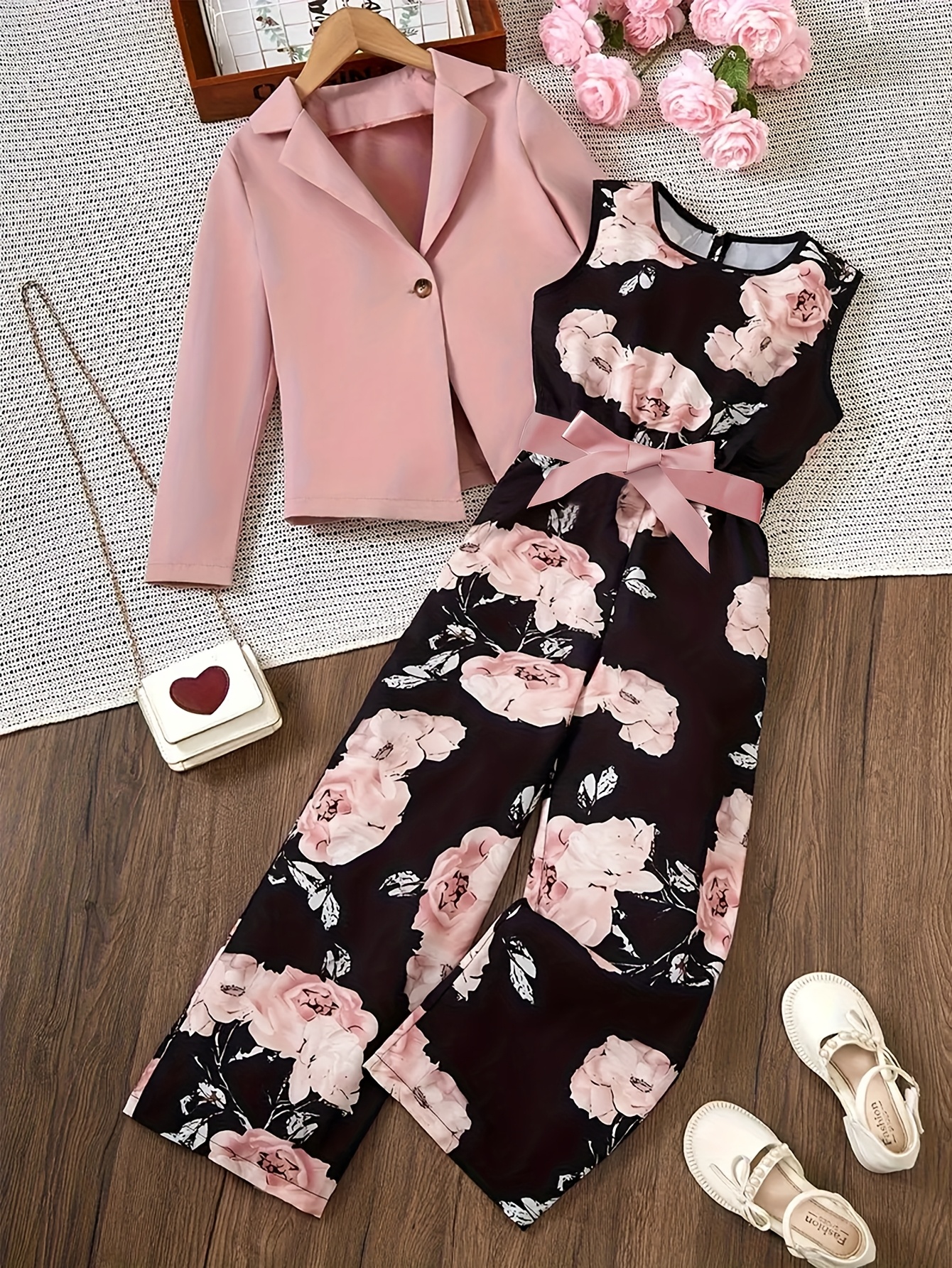 Printed Jumpsuit With Blazer Animal Print Long Sleeve Jumpsuit