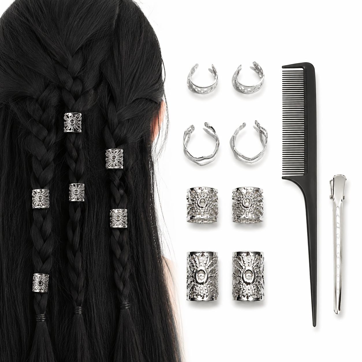 40 Alloy Dreadlock Hair Ring Clips, Women's Hair Accessories