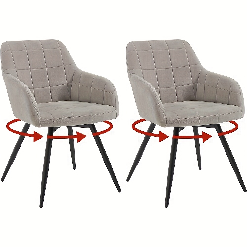 Image of 2pcs Dining Chair, Swivel Chair, Velvet, Ergonomic Kitchen Chair With Metal Feet, Dining Chair With Backrest And Armrests For Kitchen, Living Room, Balcony