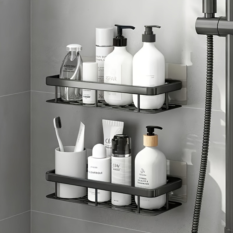 Met/l Wall Shelf, Bathroom Shower Rack, hot Wall Mounted Stainless, Organizer, Toilet Holder Accessories, Black White