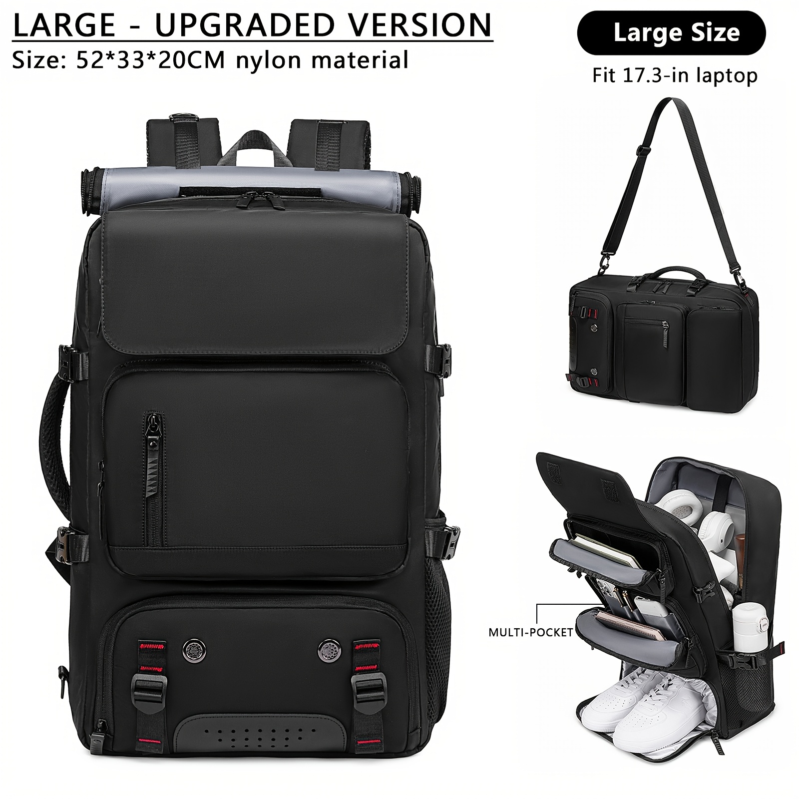 TEMU Mochila Multifuncional de Gran Capacidad 2026, Mochila para Hombre de 3 con Almacenamiento para Zapatos, Mochila de Montañismo para Exteriores