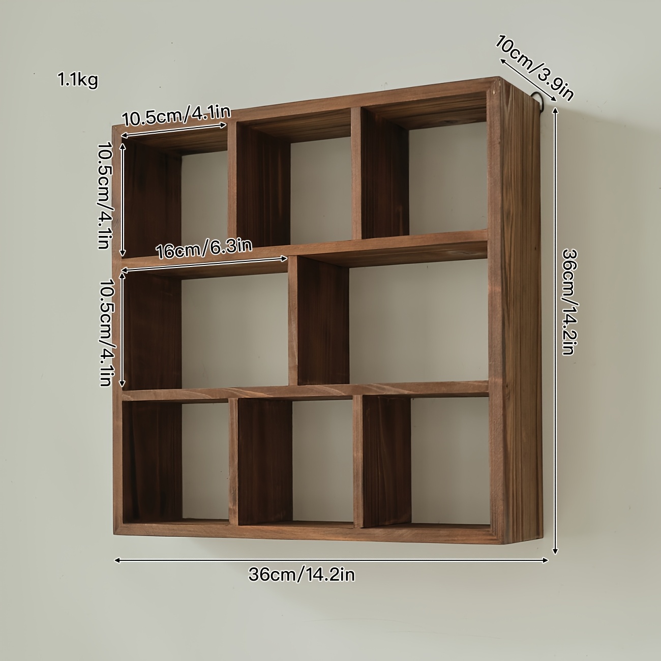 TEMU 1pc, Solid Wood Wall-mounted Storage Rack, Wall Decoration Rack, Wall Storage Rack, Suitable For Living Room, Study, Bedroom