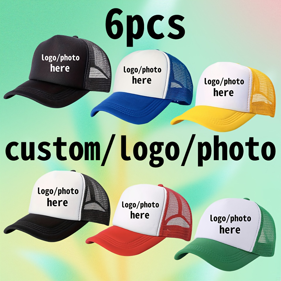 6 Customizable Mesh Trucker Hats, Lightweight Adjustable Size