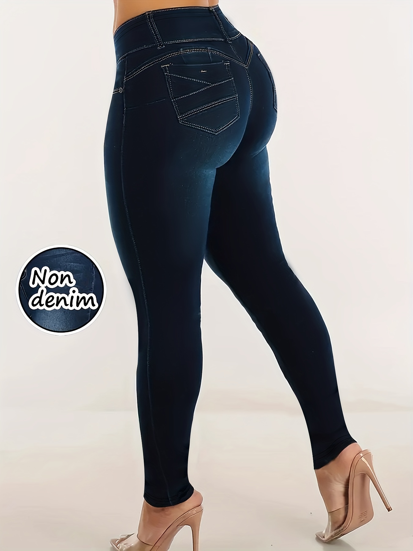 Printed Legging - Not Denim Fabric, Non-Denim/Non-Jeans, Imitation Denim Printed Leggings, Tight-Fitting Pants, Outdoor Sports Yoga Pants