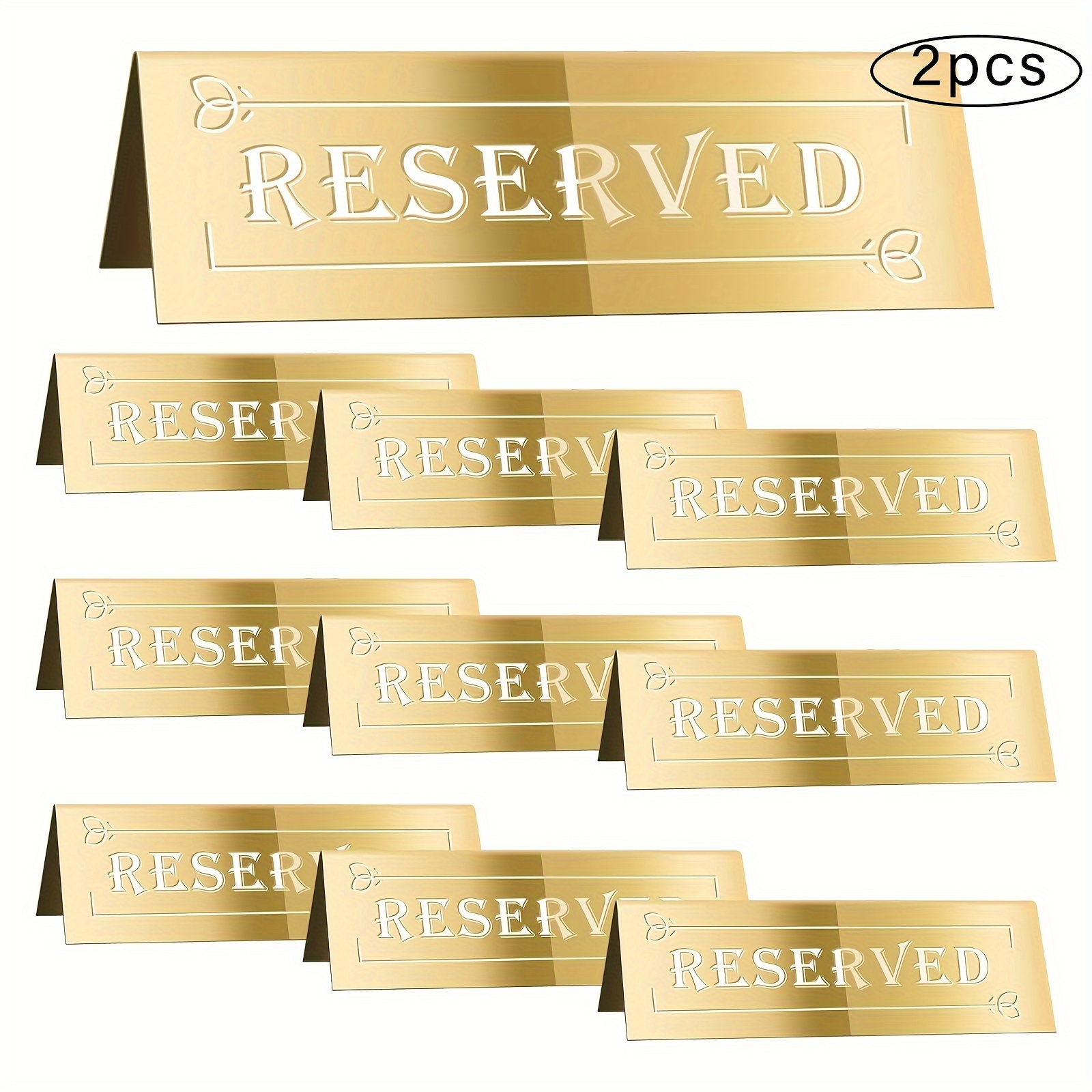Image of 2pcs Acrylic Reserved Table Signs, Double-sided Seating Tents For Weddings, Parties & Restaurants, Guest , Meeting Chair