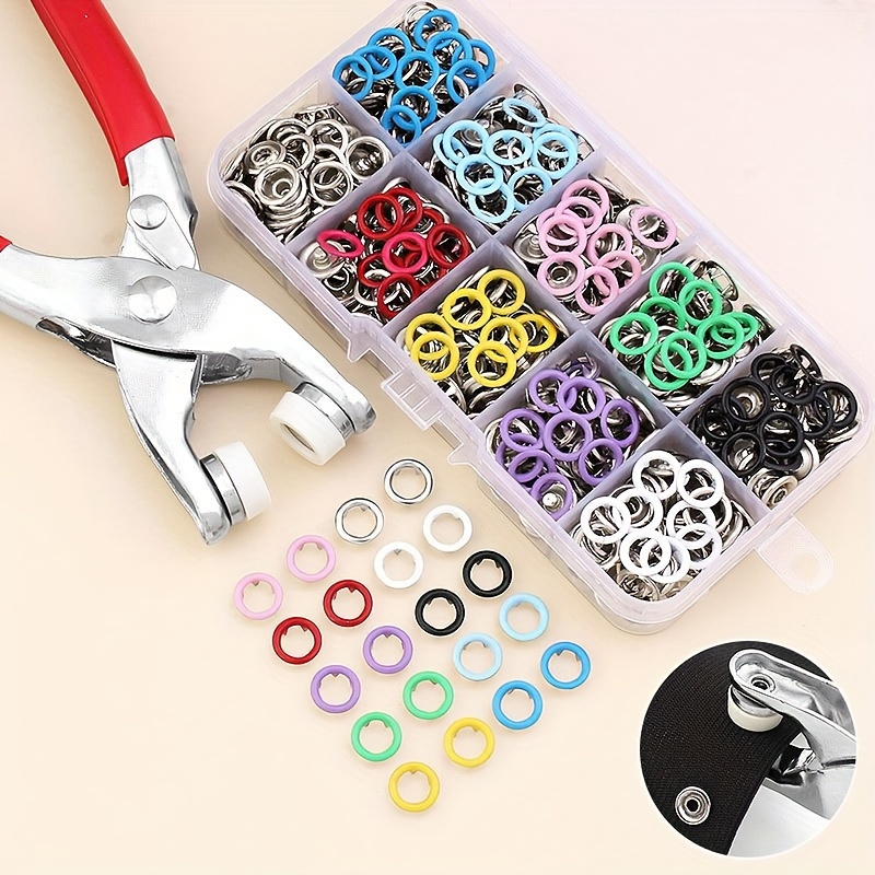 

1set 100pcs Metal Snaps Buttons With Fastener Pliers Press Tool Kit Snaps For Diy Sewing Crafting Clothes, Romper, Bib, Hat
