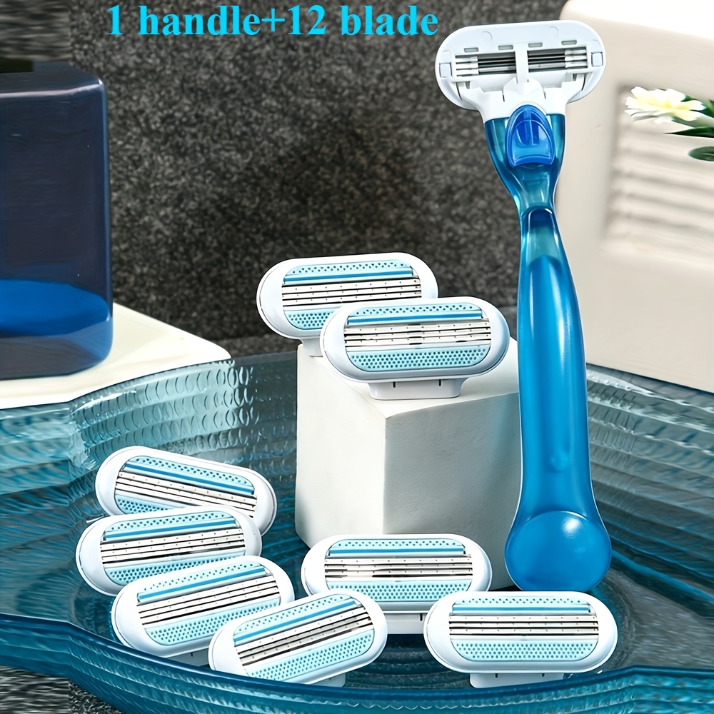 TEMU Women's Shaver, 3-layer Stainless Steel , Replaceable Safe Manual Hair Removal Shaver , 1 Handle+8 /1 Handle+12 /1 Handle+16 /1 Handle+24 /2