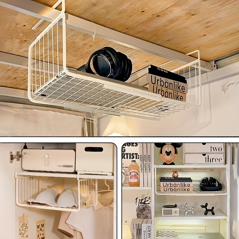 

Stainless Steel Hanging Basket - Storage Space, Wall-mounted Organizer For Home, Office Desk, & Bathroom