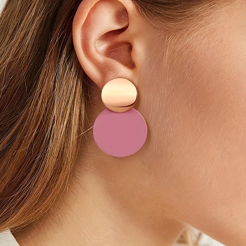 

1 Pair Of Minimalist Style Dangle Earrings Simple Plate Design Pick A Color U Prefer Match Daily Outfits Party Accessories