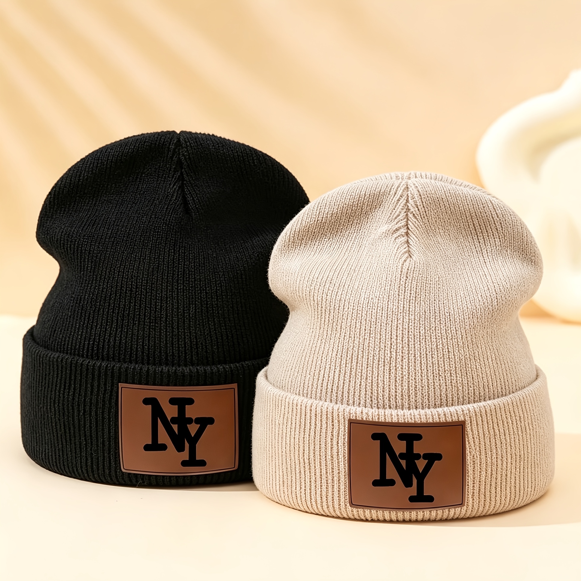 TEMU 2pcs Nyl Label High Quality Brimless Unisex Outdoor Warm Hat, Athletic Style Wear And Decorate Hat, Fan Cap