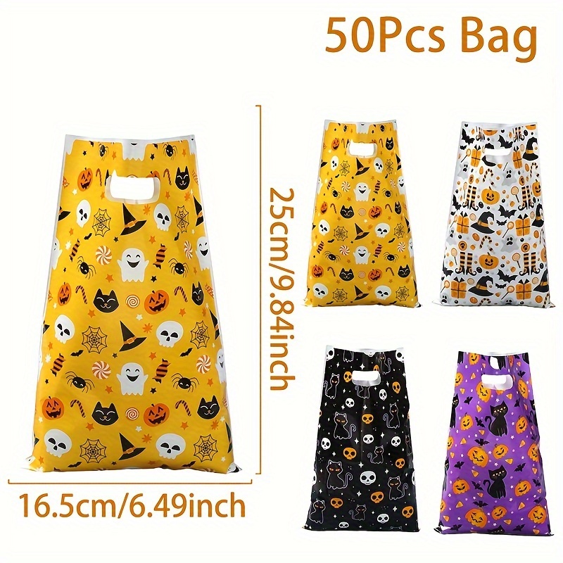 TEMU Cadeau Pour Elle/Lui 10/25/50pcs, Sac Cadeau Halloween (Style Aléatoire), Sacs d'Emballage Halloween Citrouille , Fournitures de ou , Décoration