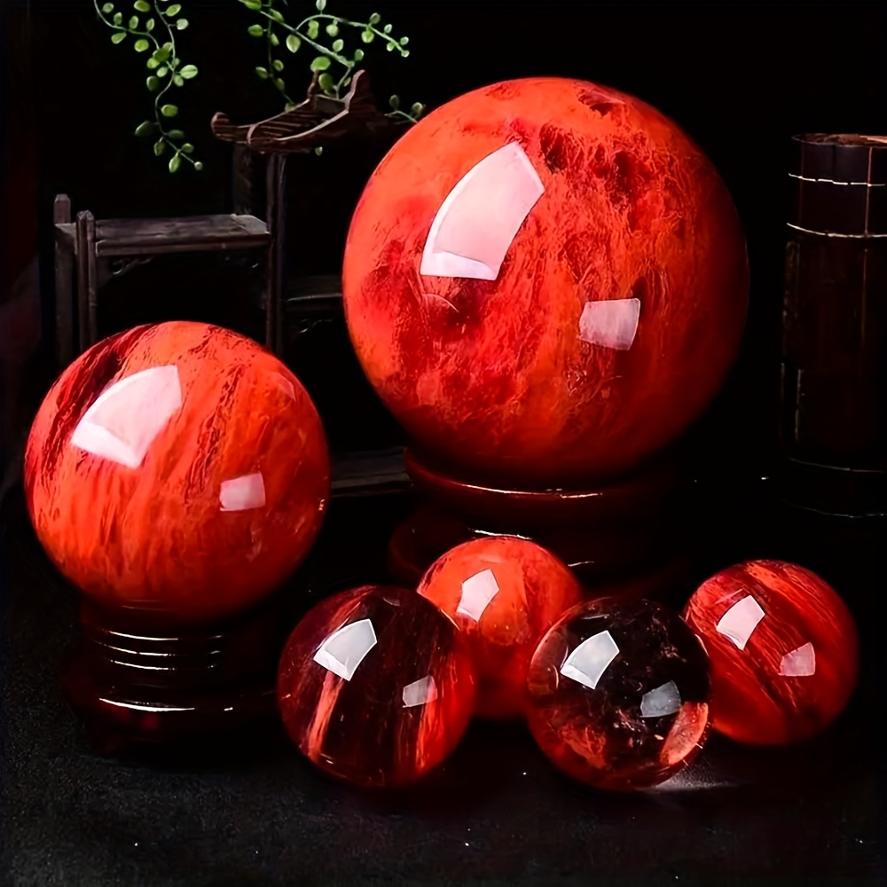 large red smelting ball crystal quartz sphere bohemian style