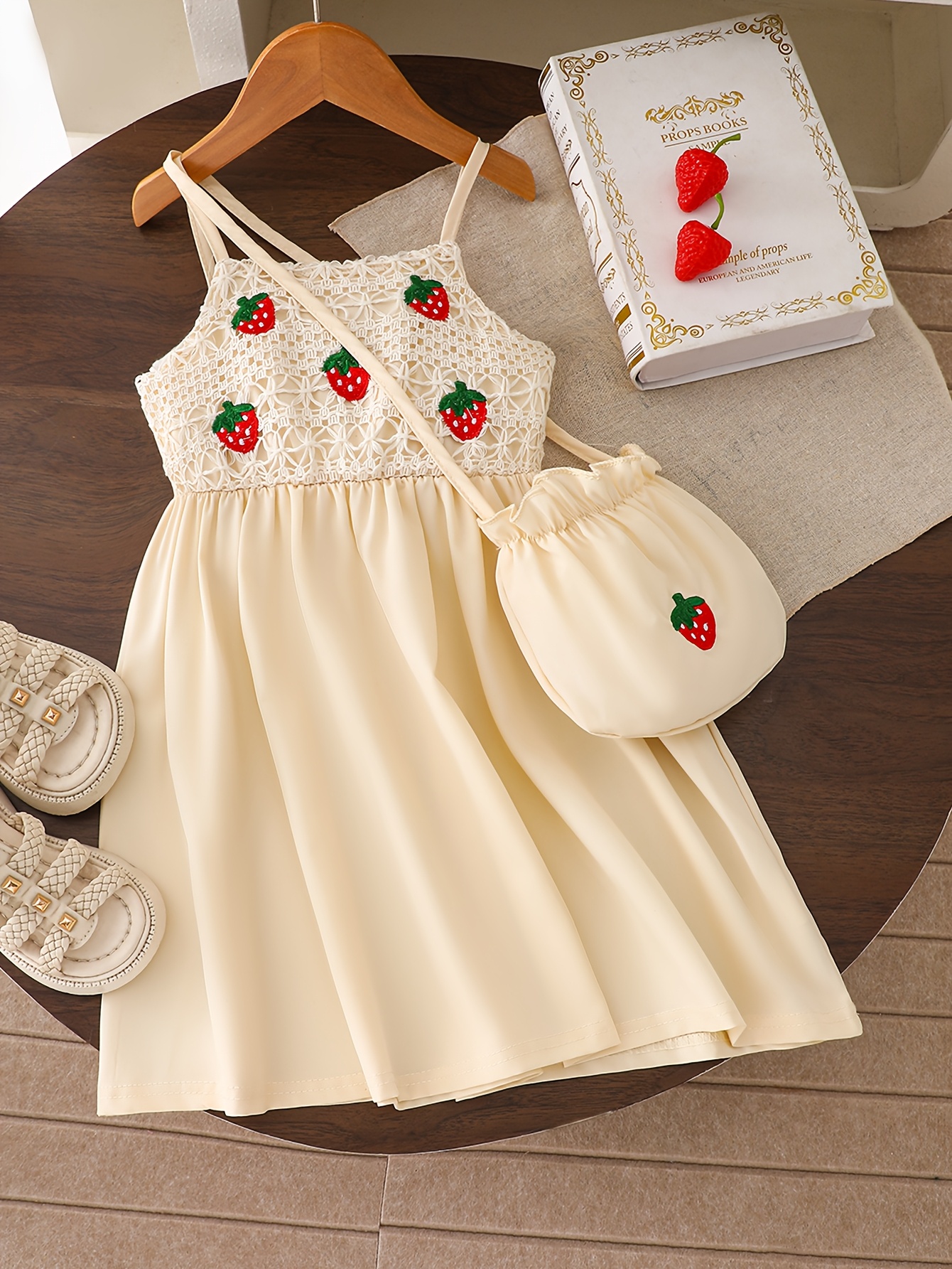 girls strawberry crochet dress matching bag sleeveless - Temu United Kingdom