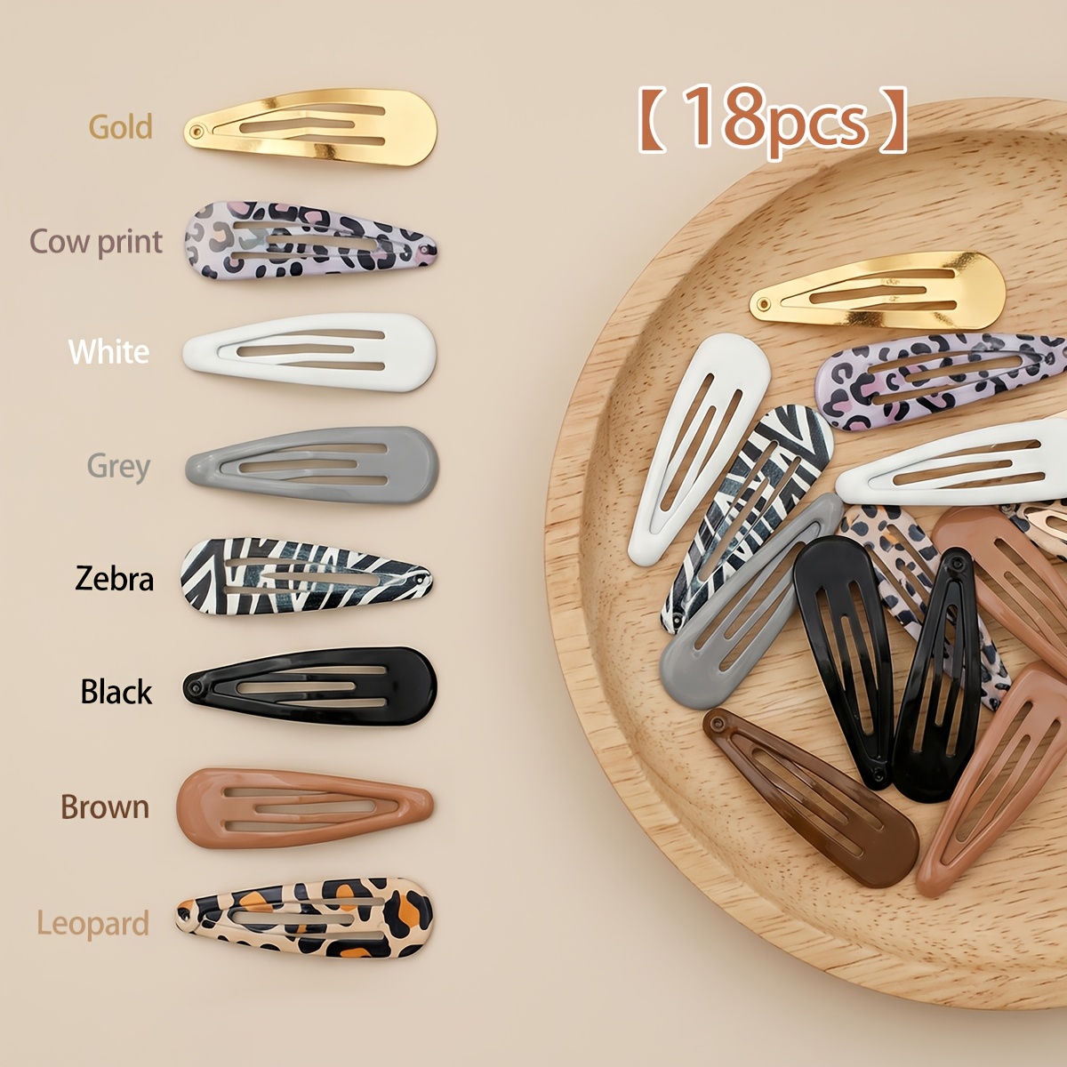 E-shop 18 Stück Damen BB Clip Entenschnabel Clip Dreieck Haarnadel, Damen Haarverzierung Haarnadel Haarspange Leopardenmuster Haarnadel Einfarbige