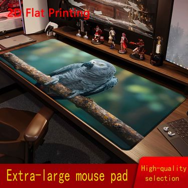 1pc Loro Gris Africano Sentado en un Ramo, Ideal para Oficina, Hogar, Decoración de Escritorio, Alfombrilla de Ratón de Computadora, Regalo para Amantes de los Animales, Tema de Naturaleza, Adecuado para Cualquier Fiesta