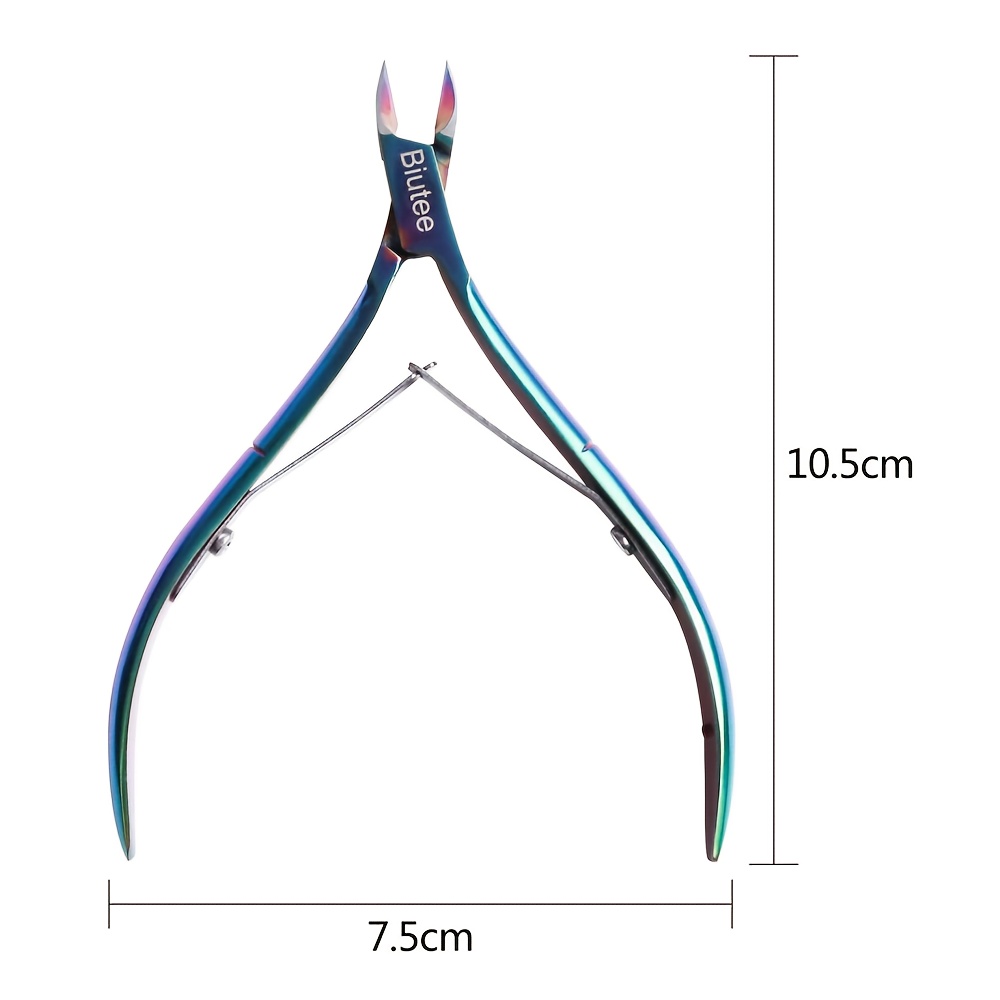 Image of Biutee Cuticle Trimmer With Sharp Nippers, Stainless Steel Scissors For Professional Nail Care, Dead Skin Remover For Pedicure And Manicure, Rainbow Design