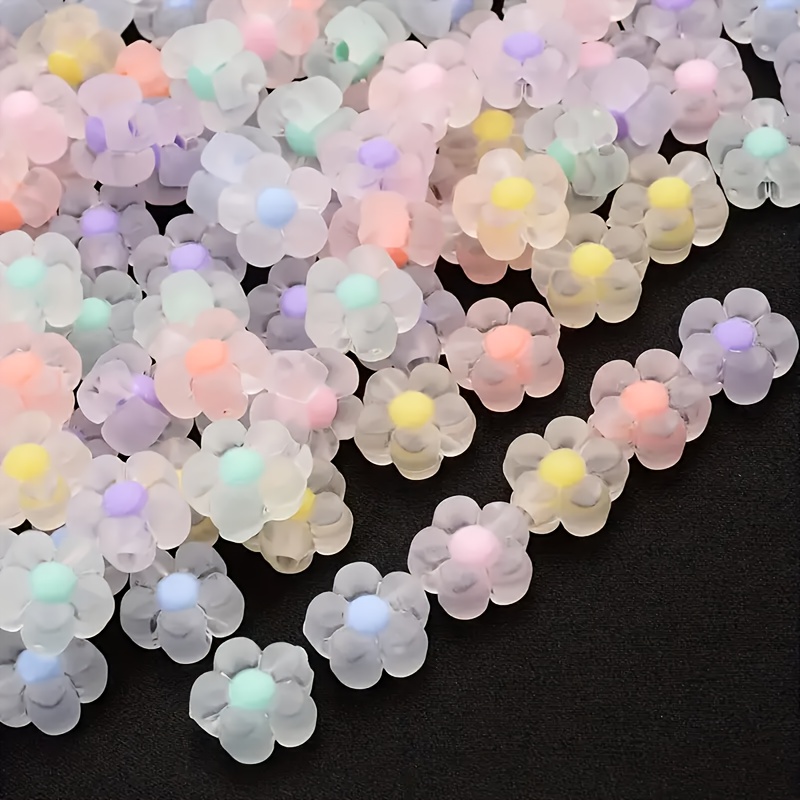 

100pcs13mm Sunflower Shape Acrylic Beads Frosted Transparent Mixed Color Spacer Beads, Used For Making Bracelets, Earrings, Handmade Cutting And Pasting Summer Jewelry Making