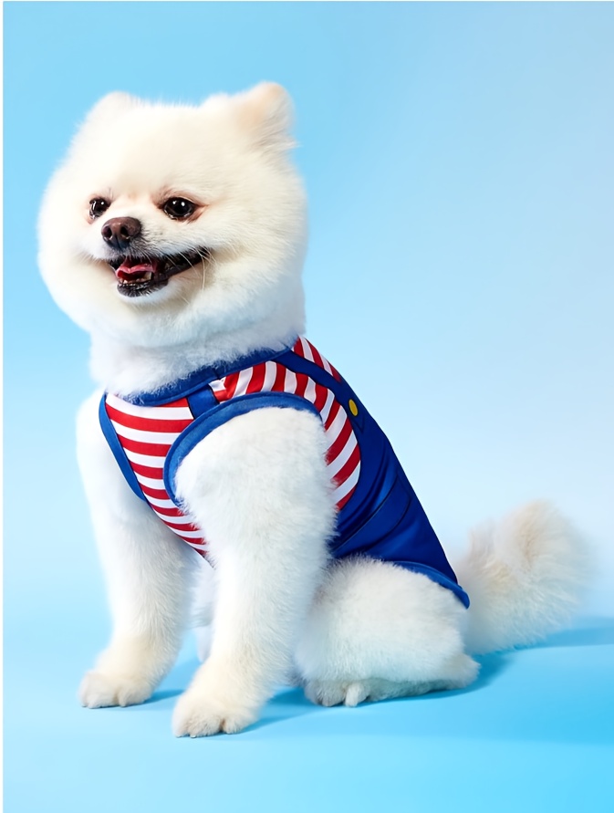 1pc pet cat and dog cartoon stripe print comfortable cool breathable harness vest Product details 7