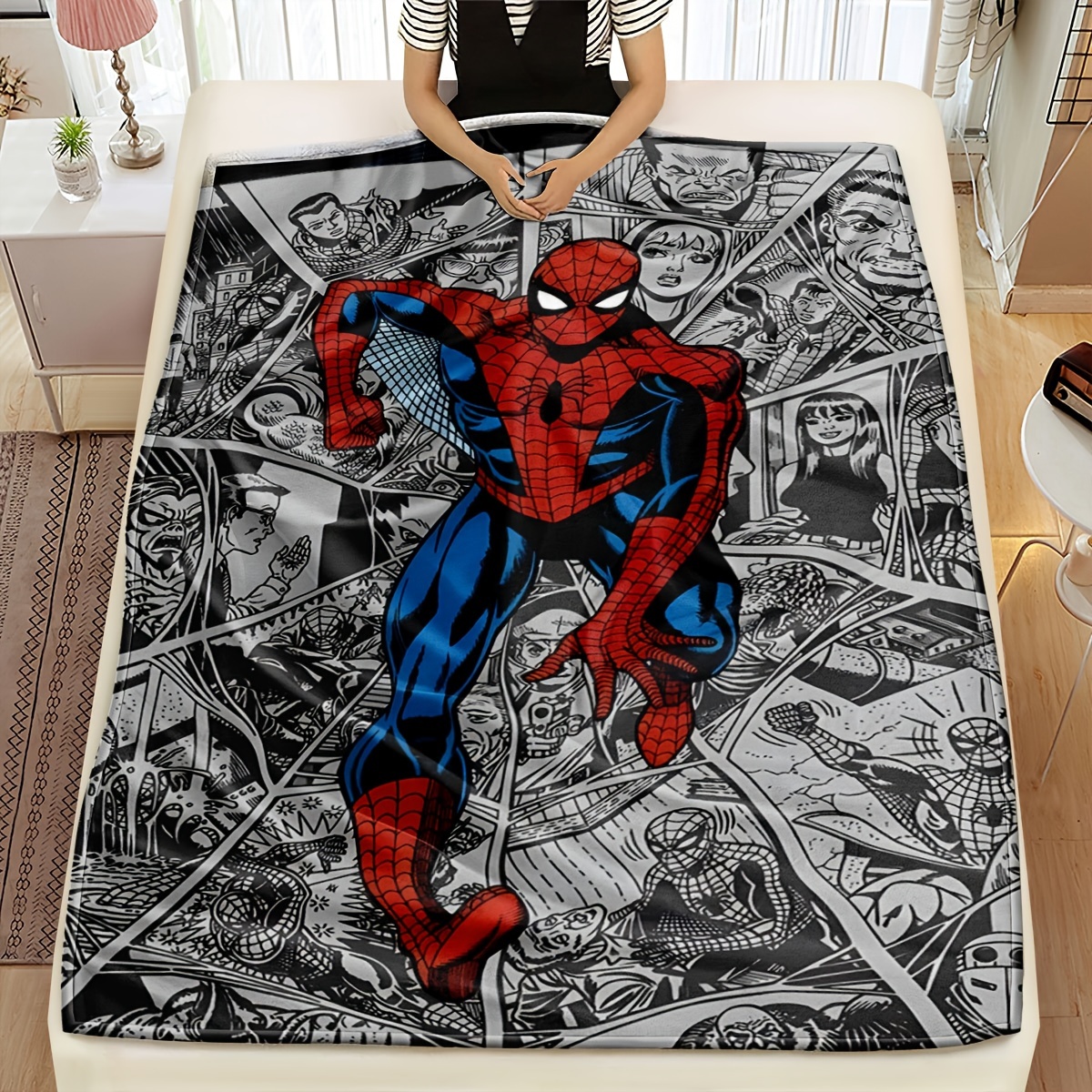 2024     city   comic book page pattern digital printed plush cover blanket for nap   break blanket sofa blanket air conditioning blanket travel blanket comfortable and warm used in office living room bedroom etc with a   of     and   used in   details 1