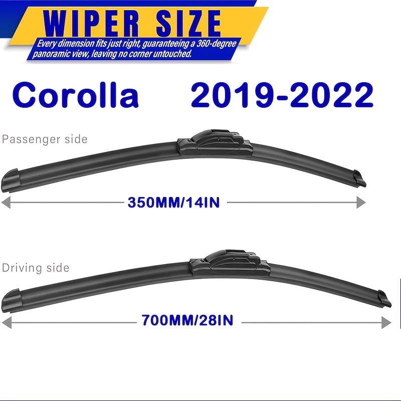 2MPLASTIC Wiper Blade Set For Toyota Corolla Hatchback 2019-2022 – Front & Rear, 28/14/12 Inch, 3 Pcs