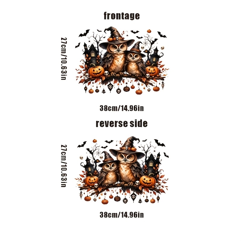 TEMU 2D Flat - 2D Flat - . 2D Flat Druck Halloween Eule Kürbis Schloss Fensteraufkleber, PET Statik Adsorption Glasfolie Rückstandsfrei Kein Kleber,