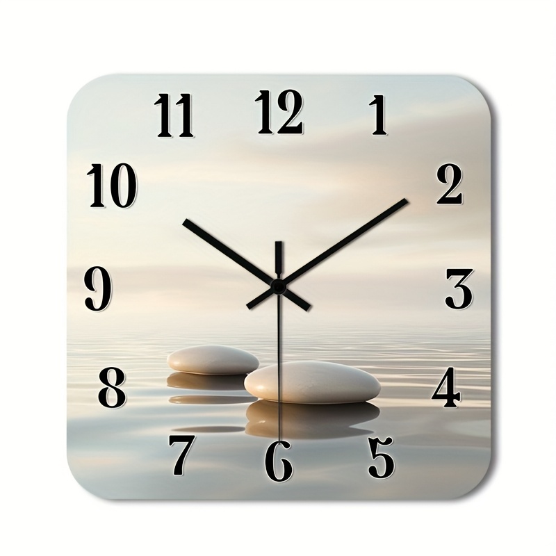 TEMU 1pc Of A Silent Wall Clock That Tick, Featuring A Decorative Square Design With A High-definition Glossy Lamination End. It Showcases A With