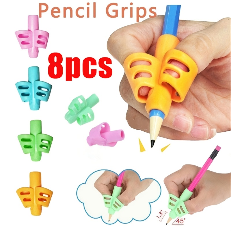 TEMU 8pcs Set Of Pencil Grip Handles, For Writing Pencil Grips, Pencil Holders, Posture Correction Training For Writing | Improves Posture , Pencil