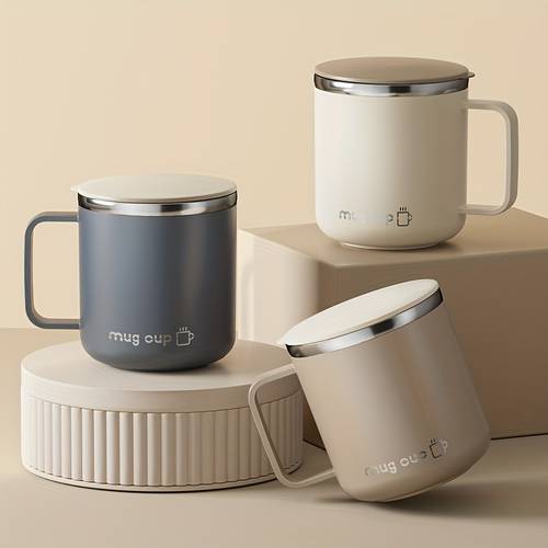 . isolierkaffeebecher aus edelstahl – doppelwandiger thermobecher, wiederverwendbarer reisebecher mit deckel, rutschfester griff, für heißgetränke, kaffee & tee, 304-stahlbecher, spülmaschinenfest, kompakt für erwachsene