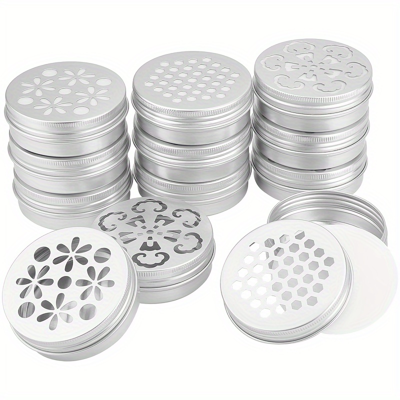 

reusable" 10-piece 2oz Aluminum Tins With Hollow Lids - 60ml Round Screw-top Containers For Aromatherapy, Candles & Travel Storage