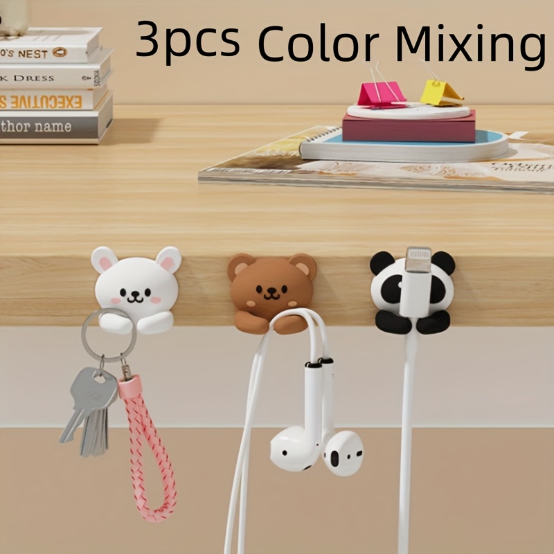 TEMU A Set Of 2/3 Cute Animal Desktop Multifunctional Wire Organizers And Cable Clips. Practical Hooks For Fixing Mouse Cables, Headphone Wires, And