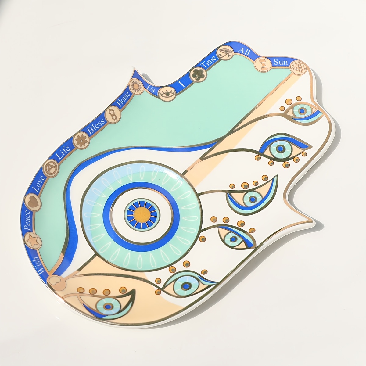 Image of 1pc Trinket Dish Ring Dish Ceramic Evil Eye Trinket Plate Bowl Small Boho Home Decorative Cute Decor Jewelry Tray Dish Gift Mom Birthday