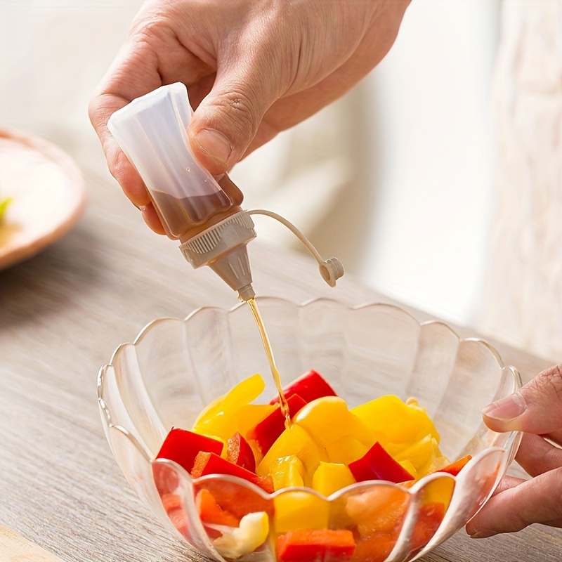 4 mini botellas exprimibles de condimentos de 0.8 fl oz de miel, salsa de  soja, dispensadores de aderezos para ensaladas, recipientes de plástico