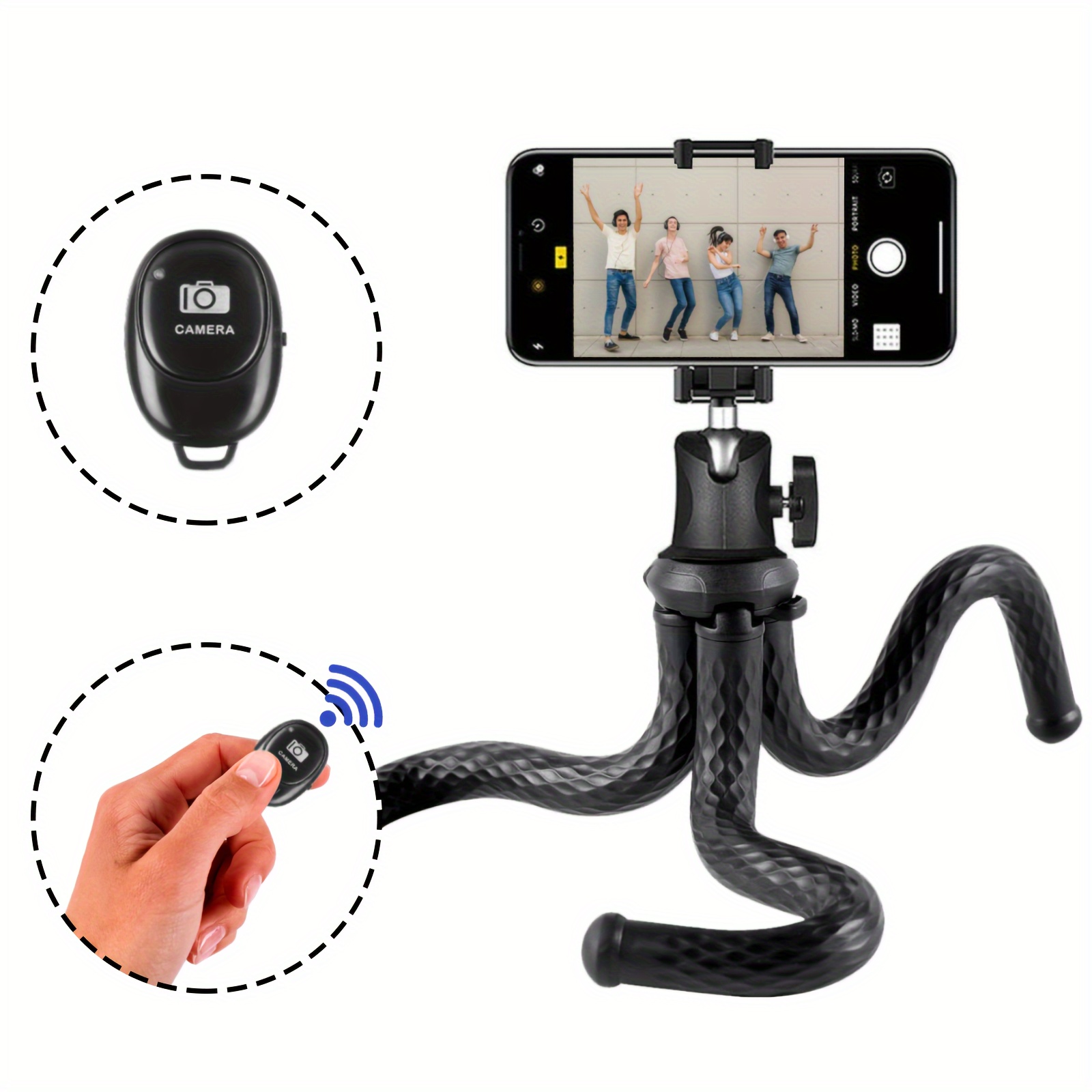 

Flexible Large Tripod For Phone Camera 360° Adjustable Mini Travel Tripod Stand Holder With Universal Clip And Wireless Remote For Phones, Selfie Small Cameras Video Recording