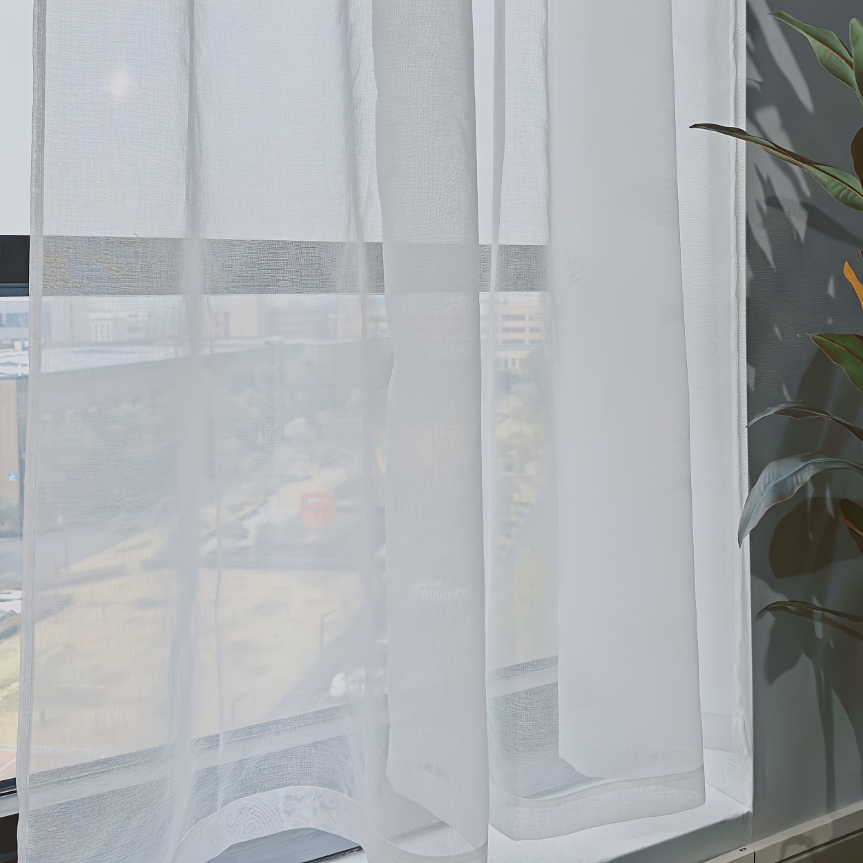 1pc, Extra Large Size Extra Wide Gauze For Spring Summer, Top Rod Design, White Translucent Fabric, Drape, Weight, Suitable For Spring Summer