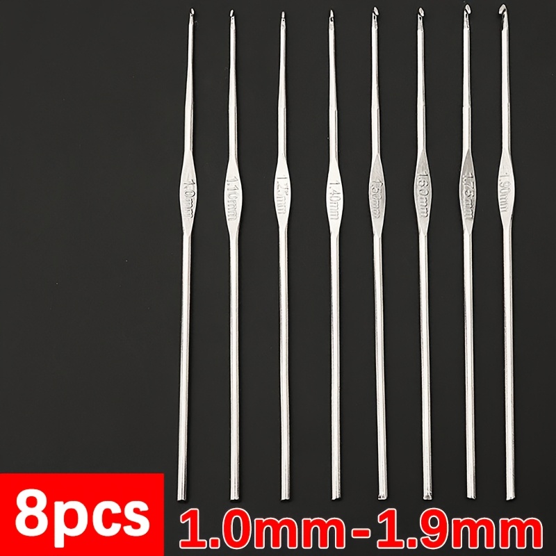 TEMU 8pcs Set Silvery Handmade Crochet Hooks Diy Knitting Tools For Lace Flower Coasters, Doll Knitted Crochet Hooks, Metal Single-end Fine Crochet