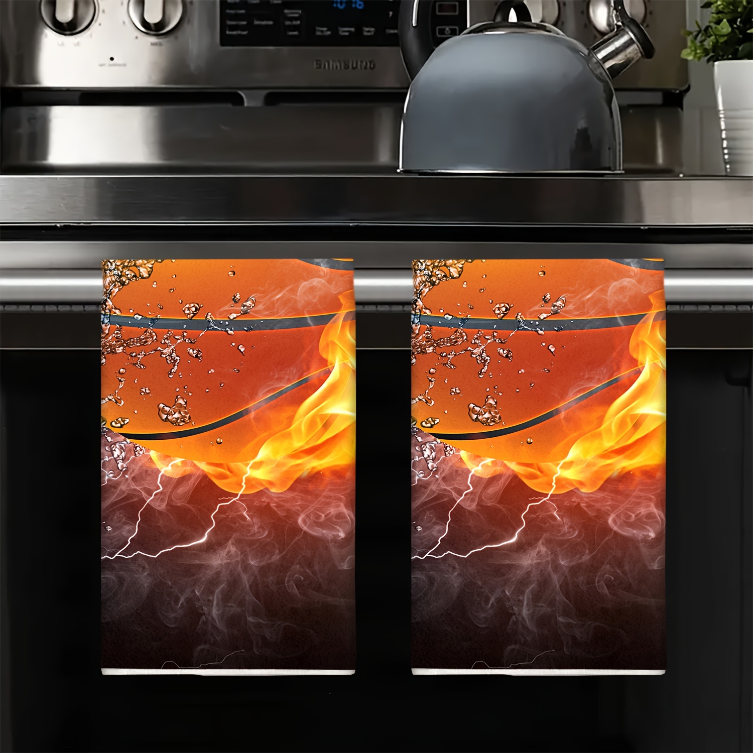 

2-pack Basketball-themed Microfiber Kitchen Towels - Ultra-soft, Machine Washable Dish Cloths For Cleaning & Decor