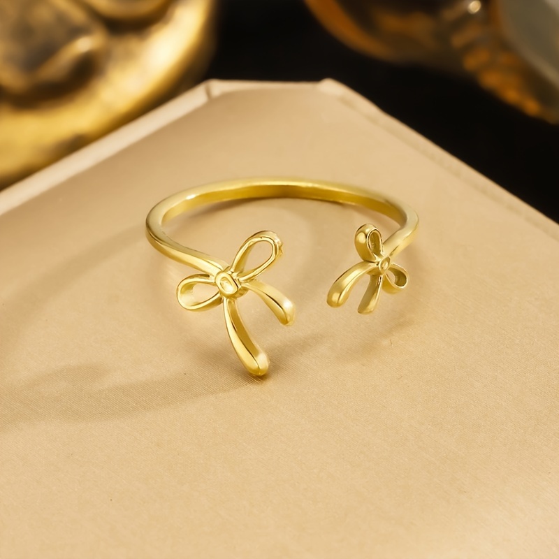 18K Golden Plated Bowknot Ring for Women